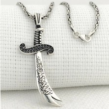 Zulfikar La Feta Illa Ali La Seyfe Iila Zulfikar Kral Zincir 925 Ayar Gümüş Erkek Kolye