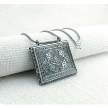 Osmanlı Tuğralı Kral Zincirli Kabi Muska 925 Ayar Gümüş Erkek Kolye