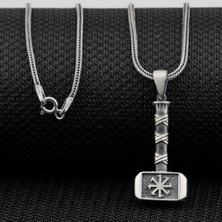 Kalın Balyoz  Çekiç 925 Ayar Gümüşerkek Kolyesi