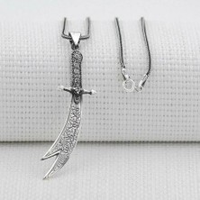Zülfikar Figürlü Dualı 925 Ayar Gümüş Erkek Kolye