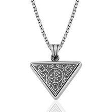 Muhammet Çevşen Dualı Üçgen  Erkek 925 Ayar Gümüş Kolye