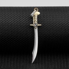 Beyaz Zirkon Taşlı Osmanlı 925 Ayar Gümüş Erkek Kolye