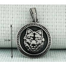 Kurt Motifli  925 Ayar Gümüş Erkek Kolye Ucu