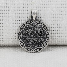 Ayetel Kursi Dualı Yazılı  925 Ayar Gümüş Erkek Kolye Ucu