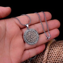 Hz Süleyman Mührü Fetih Suresi Ikinci Ayeti Yazılı 925 Ayar Gümüş Erkek Kolye