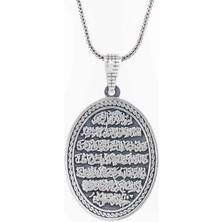 Ayetel Kursi Oval 925 Ayar Gümüş Erkek Kolye