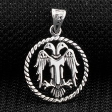 Çift Başlıklı Kartal 925 Ayar Gümüş Erkek Kolye Ucu