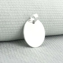 Plaka Yuvarlak Parlak Küçük Boy 925 Ayar Gümüş Erkek Kolye Ucu