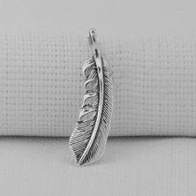 Kuş Tüyü 925 Ayar Gümüş Erkek Kolye Ucu