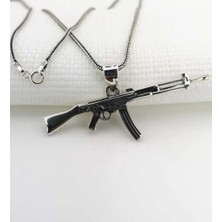 Silah Tasarımlı 925 Ayar Gümüş Erkek Kolye