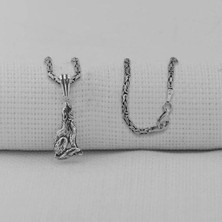 Uluyan Kurt  Kral Zincir Tasarımı 925 Ayar Gümüş Erkek Kolye