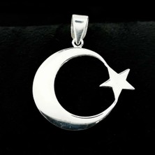 Ay Yıldızlı  925 Ayar Gümüş Erkek Kolye