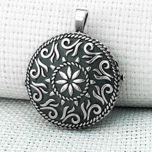 Yuvarlak Cevşen Muska Kabi 925 Ayar Gümüş Erkek Kolye Ucu