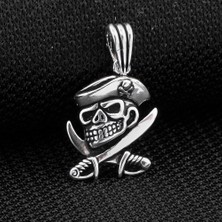 Kuru Kafa Tasarımlı Deri Ipli 925 Ayar Gümüş Erkek Kolye Ucu