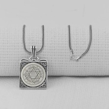 Hz Süleyman Mührü Kare Model 925 Ayar Gümüş Erkek Kolye