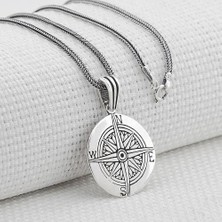 Pusula Tasarımı 925 Ayar Gümüş Erkek Kolye