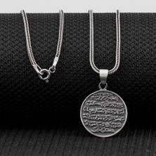 Nazar Dualı Ayetel Kürsi ve  925 Ayar Gümüş Erkek Kolye