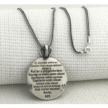Göktürkce Yazılı  Bozkurt 925 Ayar Gümüş Erkek Kolye