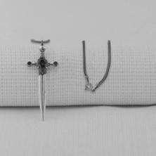 Zirkon Taşlı Şovalye 925 Ayar Gümüş  Erkek Kolye