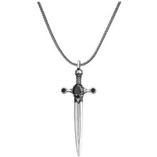 Zirkon Taşlı Şovalye 925 Ayar Gümüş Erkek Kolye