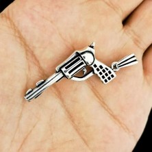 Özel Tabanca Tasarımlı 925 Ayar Gümüş Erkek Kolye