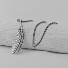 Kuş Tüyü 925 Ayar Gümüş Erkek Kolye Ucu