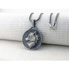 Kurt Kafası  925 Ayar Gümüş Erkek Kolye Ucu