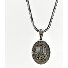 Tuğra Tasarımlı Dualı 925 Ayar Gümüş Erkek Kolye