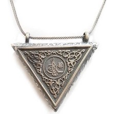 Tuğralı Üçgen Kabi Muska 925 Ayar Gümüş Erkek Kolye