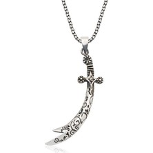 Desenli Zulfikar 925 Ayar Gümüş Erkek Kolye