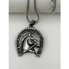 Özel At Nalı Tasarımlı  925 Ayar Gümüş Erkek Kolye