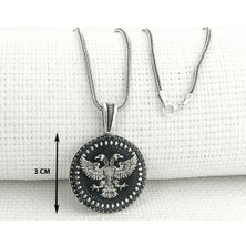 Kartal Çift Başlı 925 Ayar Gümüş  Erkek Kolyesi