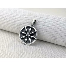 Antik Roma Koleksyonu Sihirli Pusula Tasarımı 925 Ayar Gümüş Erkek Kolye Ucu