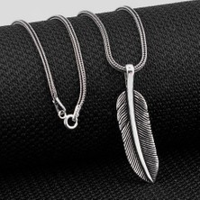 Yaprak Desenli 925 Ayar Gümüş Erkek Kolye