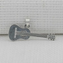 Gitar Tasarımlı 925 Ayar Gümüş Erkek Kolye Ucu