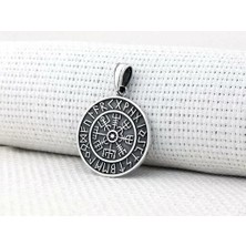 Viking Vegvisir Pusulası 925 Ayar Gümüş Erkek Kolye Ucu
