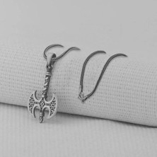 Çift Taraflı Balta  925 Ayar Gümüş Erkek Kolye