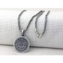 Hz Süleyman Mührü Kral Zincirli 925 Ayar Gümüş Erkek Kolye