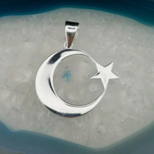 Ay Yıldızlı  925 Ayar Gümüş Erkek Kolye