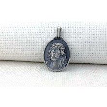 Hz Isa Dikenli Taçlı Üç Boyutlu 925 Ayar Gümüş Erkek Kolye