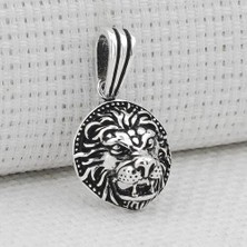 Aslan Figürlü 925 Ayar Gümüş Erkek Kolye Ucu