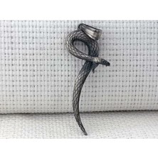 Üç Boyutlu Kara Bamba Yılan 925 Ayar Gümüş Erkek Kolye Ucu