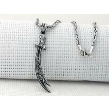 Çift Taraflı Zülfikar Kral Zincirli  925 Ayar Gümüş Erkek Kolye