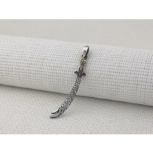 Kırmızı Taşlı La Fetta Illa Ali La Seyfe Illa Zülfikar Yazılı Beyaz Taşlı 925 Ayar Gümüş Erkek Kolye