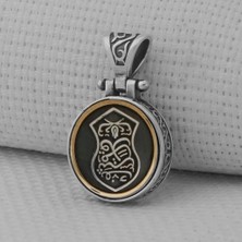 Nali Şerif Motifli Ortası Dönen  925 Ayar Kalın Zincirli Gümüş Erkek Kolye