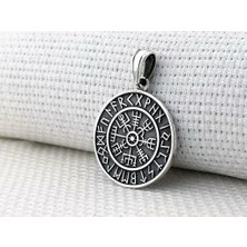 Viking Vegvisir Pusulası 925 Ayar Gümüş Erkek Kolye Ucu