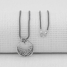 Ay Yıldız Tasarımlı  925 Ayar Gümüş Erkek Kolye