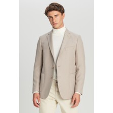 Altınyıldız Classics Erkek Bej Slim Fit Dar Kesim Mono Yaka Torba Cepli Blazer Ceket