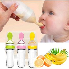 Entegre Silikon Kase ve Kaşık, Bebek Eğitim Şişesi, Tamamlayıcı Gıda Şişesi, Mavi Renk