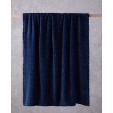 Natural Checkers Jakarlı Wellsoft Tv Battaniye 120X160 cm Gece Mavisi